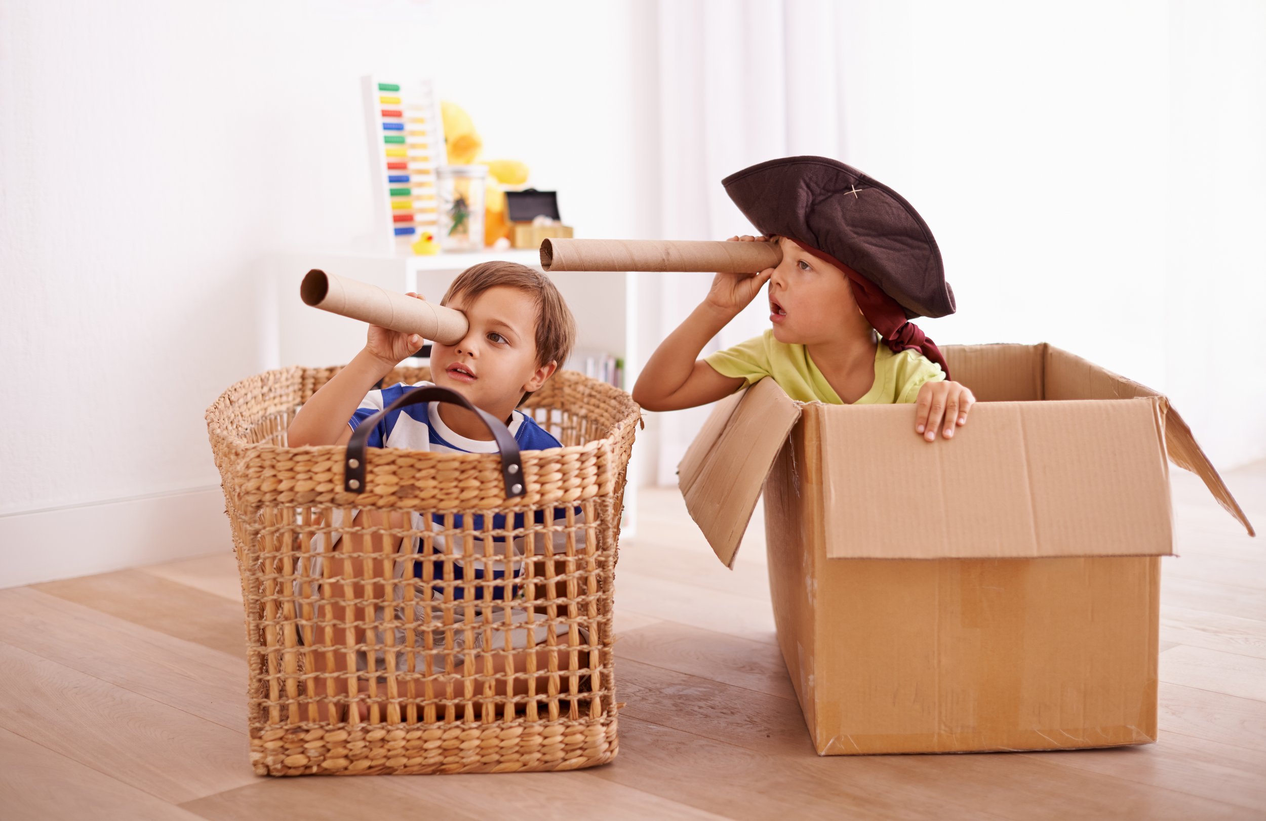 Happy kids playing pirates